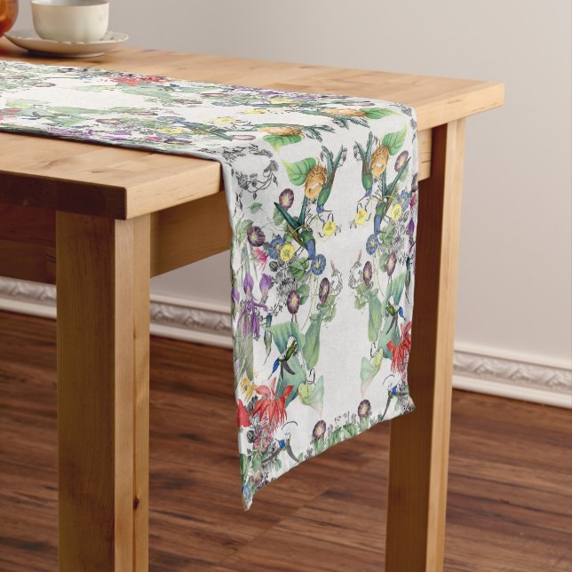 Hummingbird Birds Flower Garden Table Runner (In Situ)