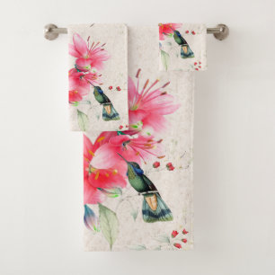 Hummingbird Birds Flowers Animals Bath Towel Set