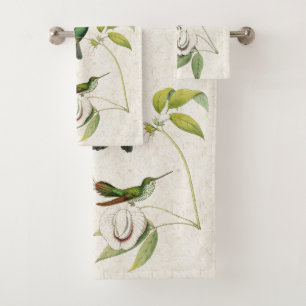 Hummingbird Birds Flowers Animals Bath Towel Set