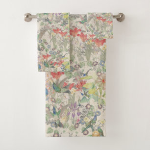 Hummingbird Birds Flowers Animals Bath Towel Set