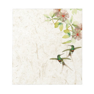 Hummingbird Birds Flowers Animals Notepad