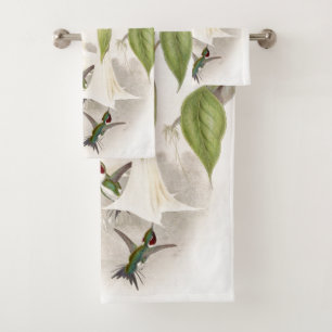 Hummingbird Birds Flowers Bath Towel Set