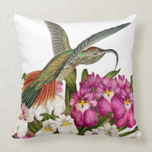 Hummingbird Birds Flowers Floral Wildlife Animals Throw Pillow