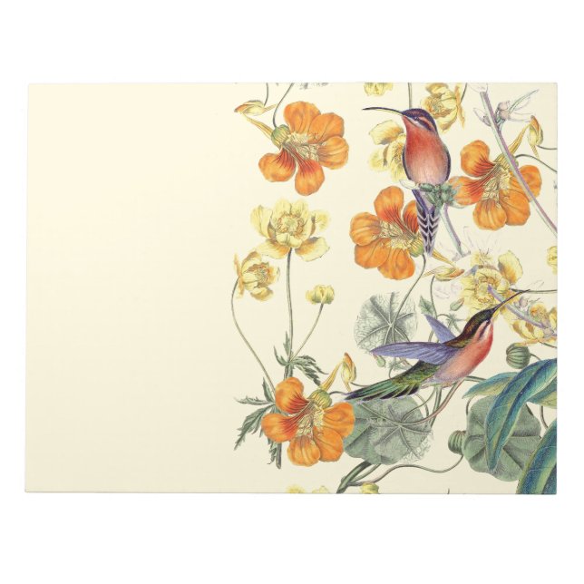 Hummingbird Birds Flowers Floral Wildlife Notepad (Front)