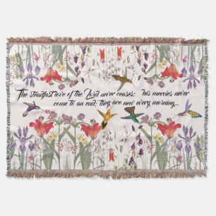 Hummingbird Birds Flowers Scripture Throw Blanket