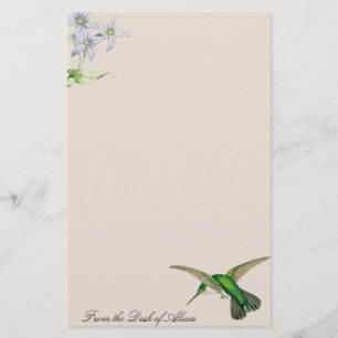 Hummingbird Birds Flowers Wildlife Animals Floral Stationery