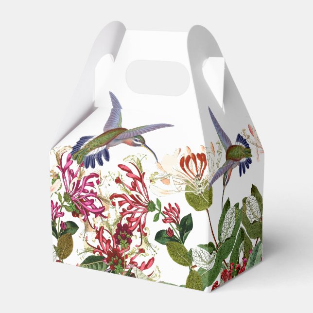 Hummingbird Birds Honeysuckle Flower Floral Favor Box (Front Side)