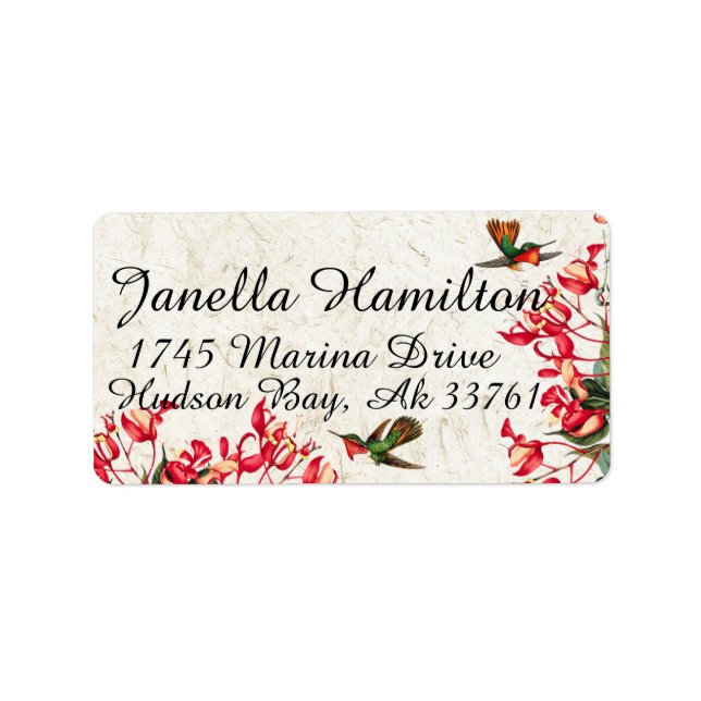Hummingbird Birds Orchid Flowers Address Labels (Front)