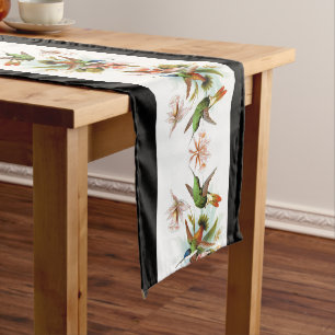 Hummingbird Birds Orchid Flowers Table Runner