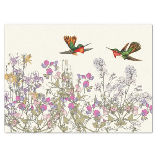 Hummingbird Birds Sweet Pea Flower Tissue Paper