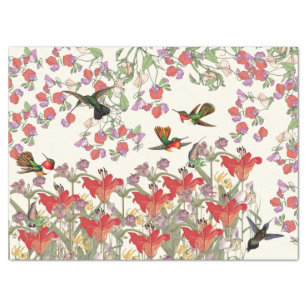Hummingbird Birds Sweet Pea Flowers Tissue Paper