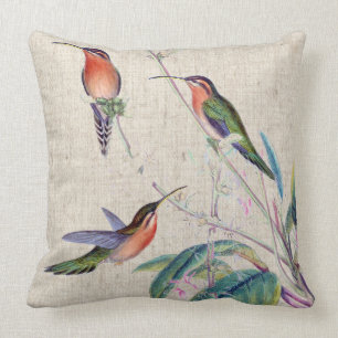 Hummingbird Birds Wildlife Animals Flowers Floral Throw Pillow