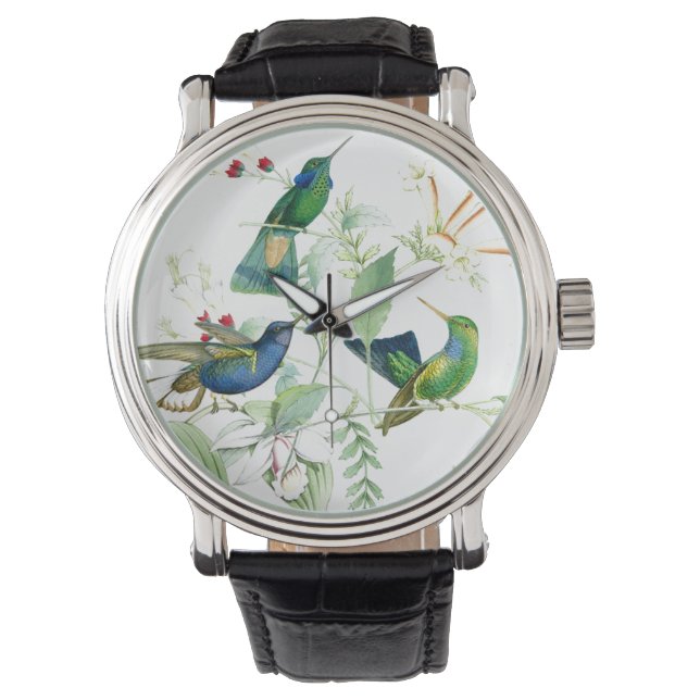 Hummingbird Birds Wildlife Floral Flowers Watch (Front)
