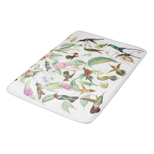 Hummingbird Birds Wildlife Flowers Bath Mat