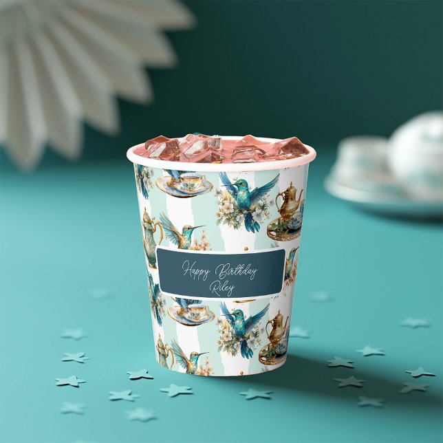 Hummingbird Birthday Tea Party Paper Cups (Creator Uploaded)