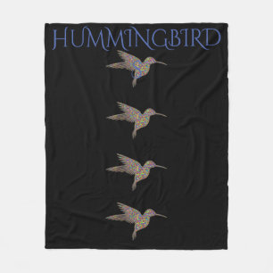 Hummingbird black fleece blanket. blanket