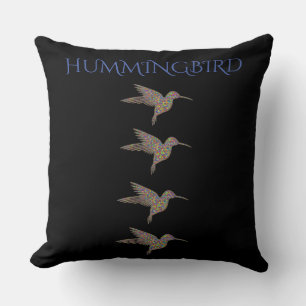 Hummingbird black throw pillow. pillow