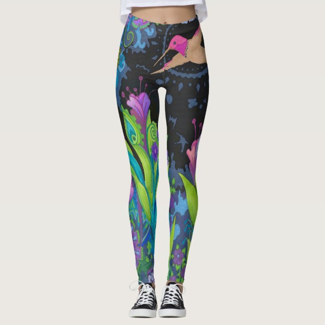 Hummingbird Bloom Leggings (Front)