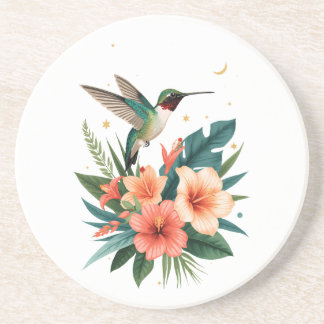 Hummingbird Bloom Sandstone Coaster