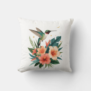 Hummingbird Bloom Throw Pillow