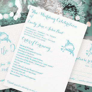 Hummingbird Blue Kiss Wedding Program