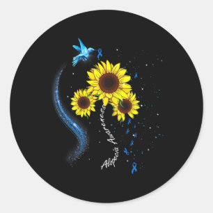 Hummingbird Blue Sunflower Alopecia Awareness  Classic Round Sticker