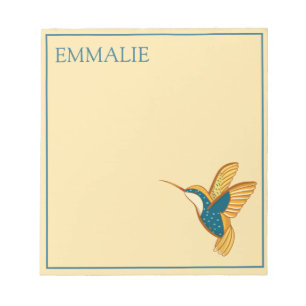 Hummingbird Blue Teal Yellow Orange Notepad