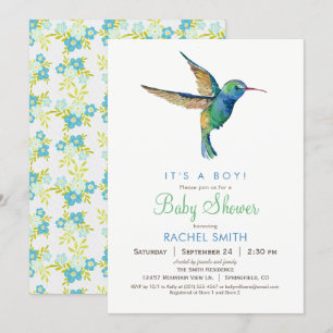 Hummingbird Boy Baby Shower Invitation
