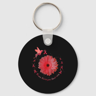 Hummingbird Burgundy Sunflower Brain Aneurysm Awar Keychain