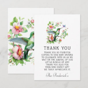 Hummingbird Butterfly Girl Baby Shower Thank You 