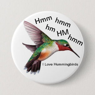 Hummingbird Button/ 3" Round 3 Inch Round Button
