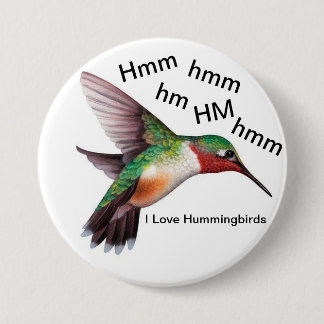 Hummingbird Button/ 3" Round 3 Inch Round Button