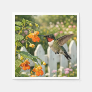 Hummingbird By a Touch-Me-Not Flower Napkin