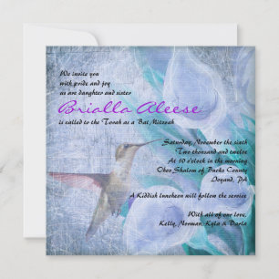 HUMMINGBIRD & CALLA LILY Invitation Bat mitzvah