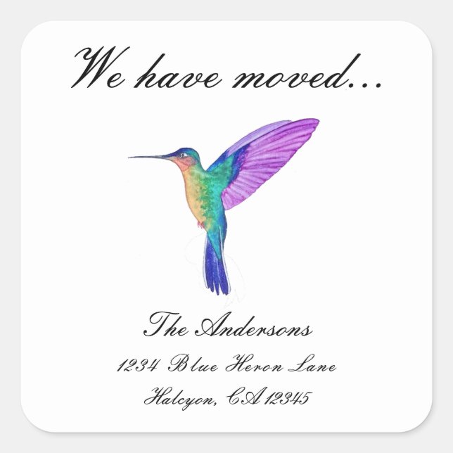 Hummingbird Change of Address Square Sticker (Front)