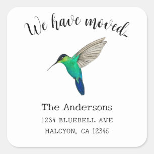 Hummingbird Change of Address Square Sticker