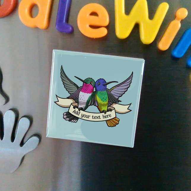 Hummingbird Character Add Your Text Ribbon Artwork Magnet (Creator Uploaded)