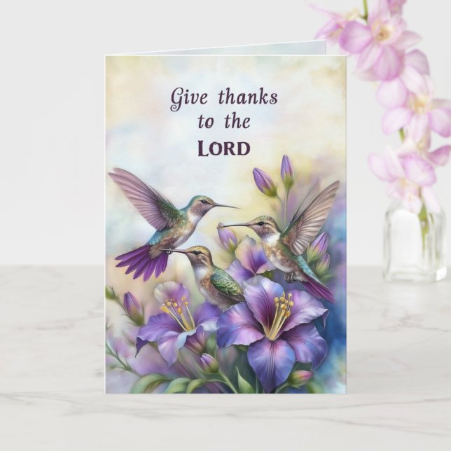 Hummingbird Christian Greeting Card (Orchid)