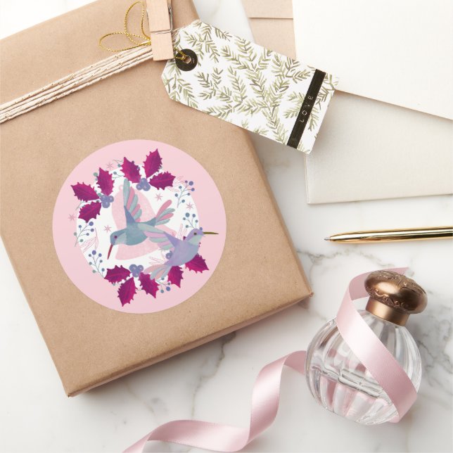 Hummingbird Christmas  Classic Round Sticker (Gifting)