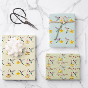 Hummingbird Christmas Wrapping Paper Sheet