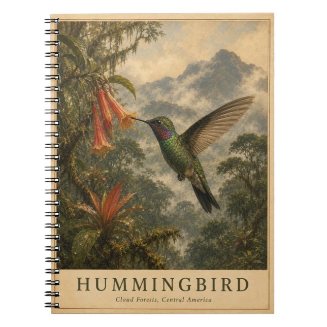 Hummingbird Cloud Forest VINTAGE Notebook (Front)