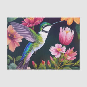 Hummingbird Colourful Flowers Art Tissue Paper