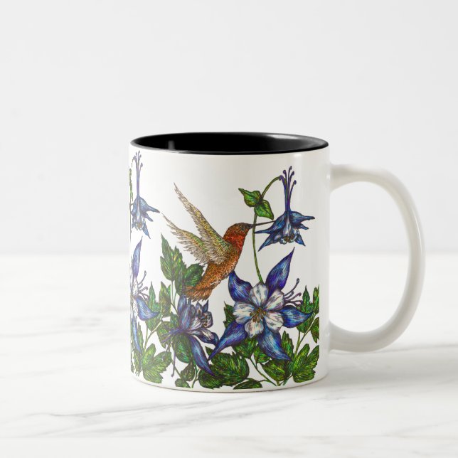 Hummingbird & Columbine Two-Tone Coffee Mug (Right)