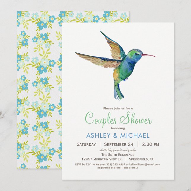 Hummingbird Couples Show Invitation (Devant / Derrière)