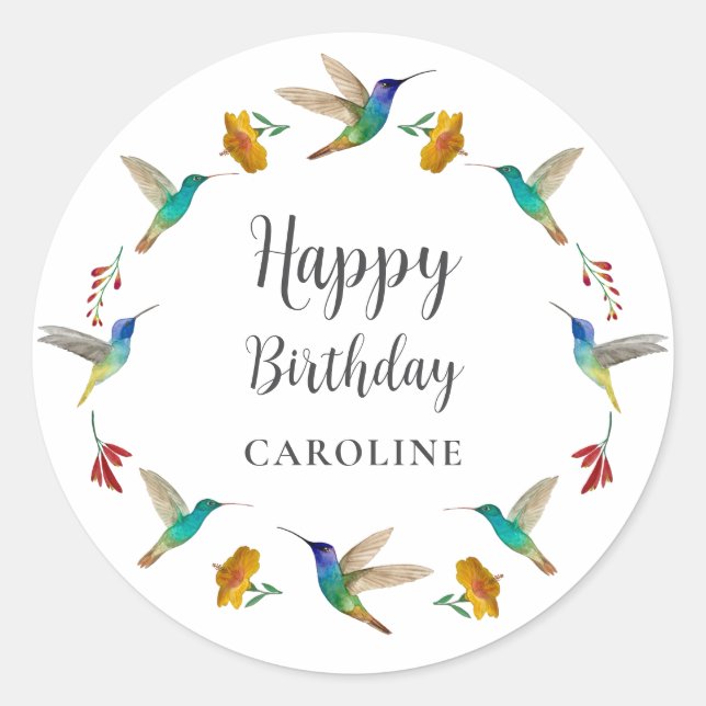 Hummingbird Custom Birthday Sticker (Front)