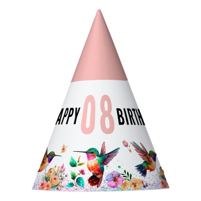 Hummingbird Custom Text Birthday Party Party Hat (Front)