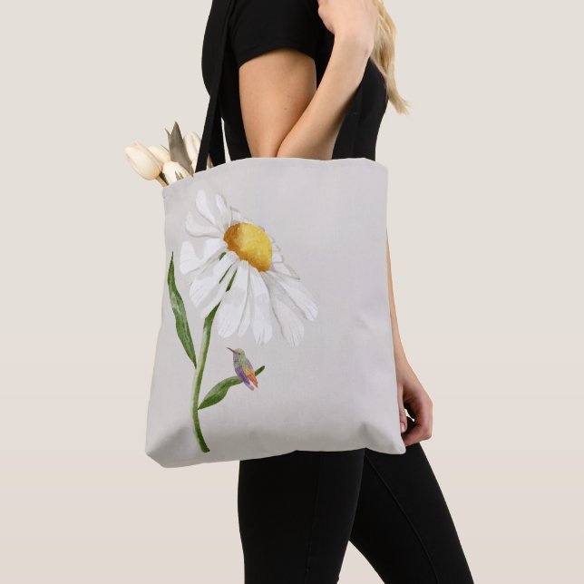 Hummingbird & Daisy Tote Bag (Close Up)