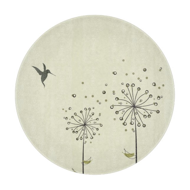 Hummingbird & Dandelion Cutting Board (Front)