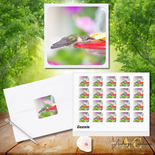 Hummingbird Design #0624 Square Sticker