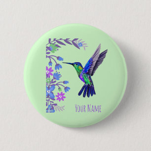 Hummingbird Design Botanical Flowers Bird Lovers 2 Inch Round Button